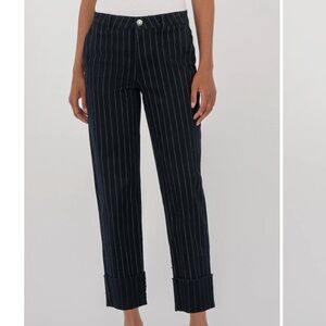 KUT from the Kloth Sienna Pinstripe High Waist Relaxed Straight Leg Jeans